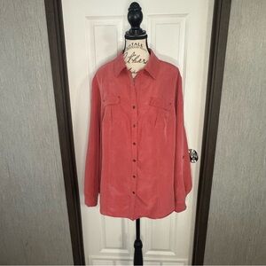 Roz & Ali Coral Button-Up Shirt